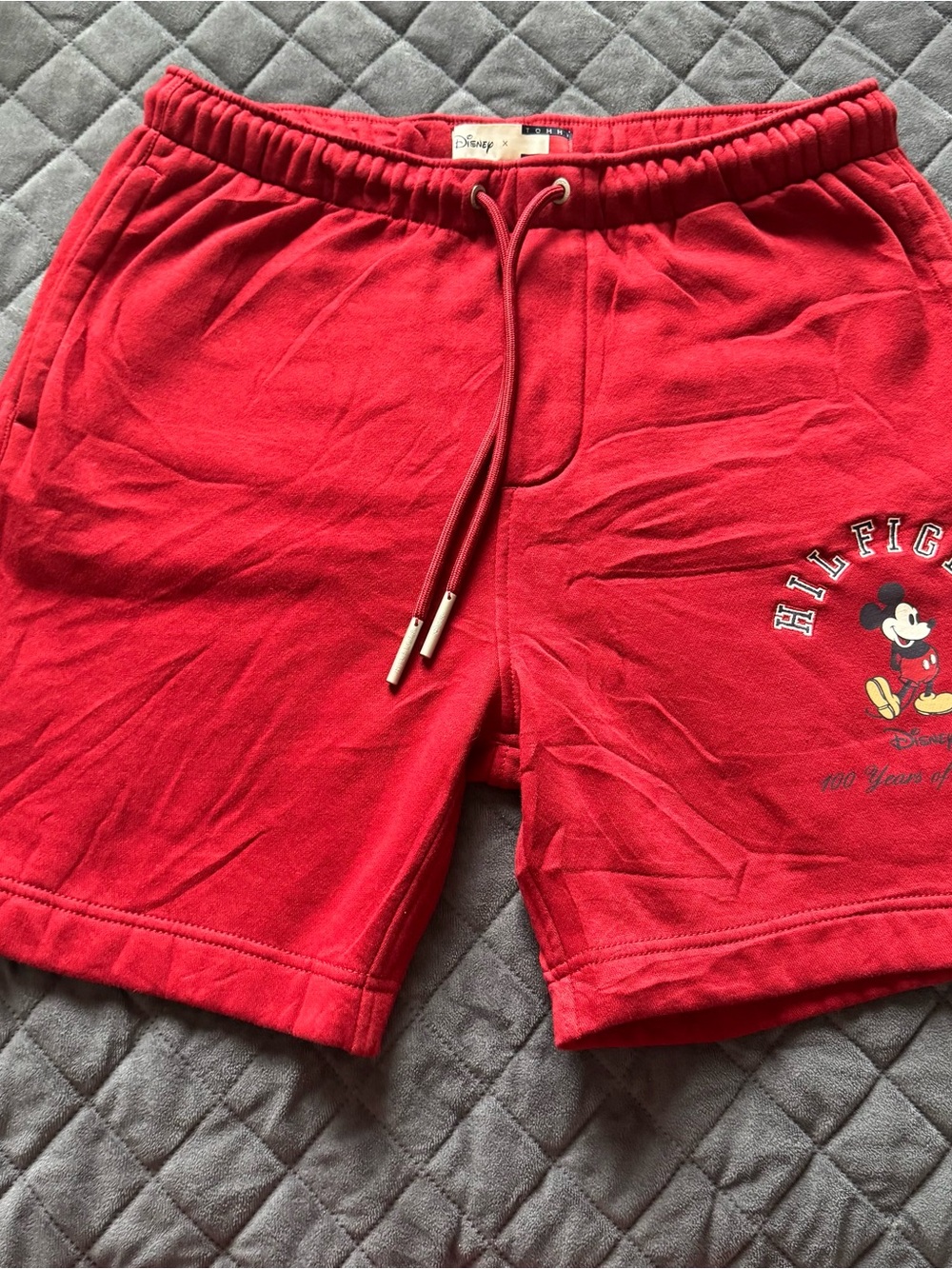 Disney X Tommy Hilfiger Red Men's Drawstring Shorts Medium VGC